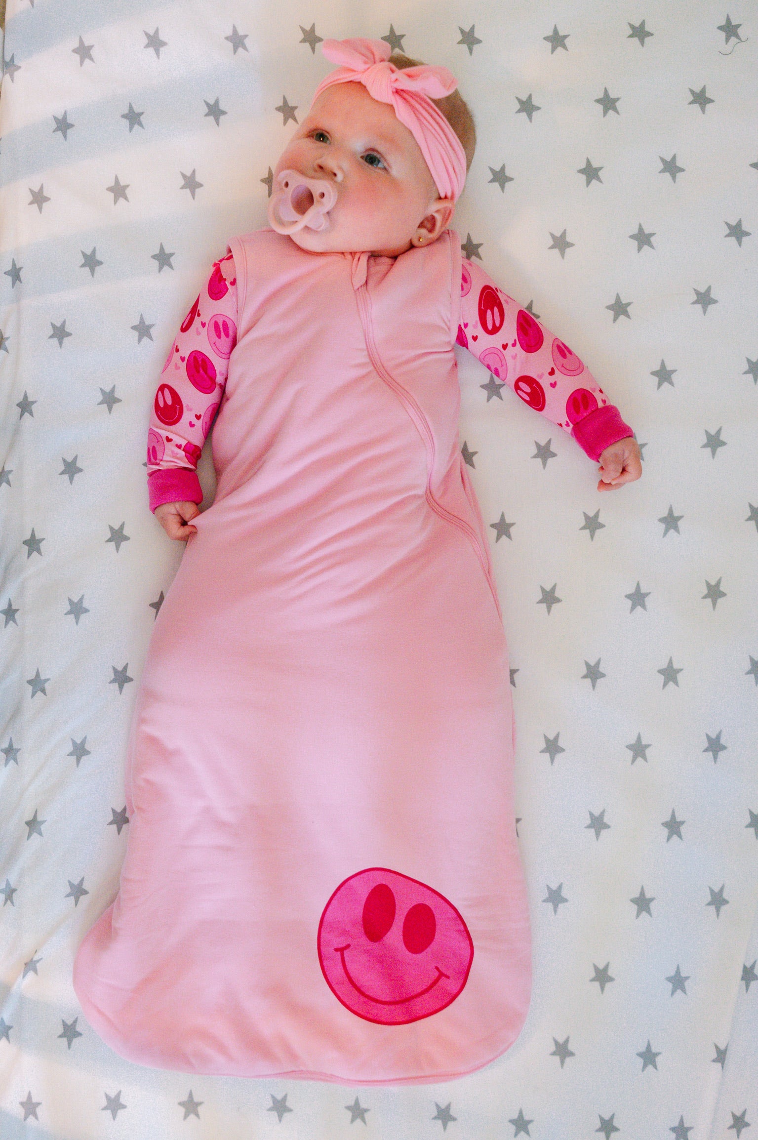 pink smiley sleep sack