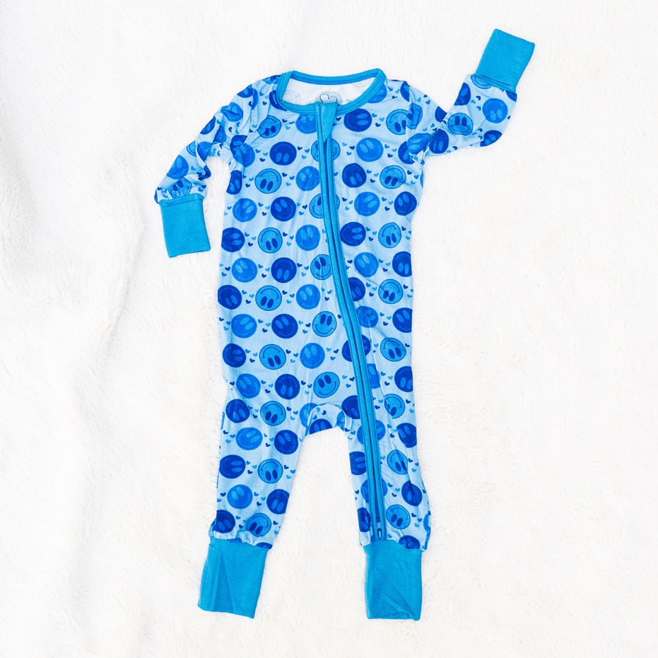 smile child blue pajamas