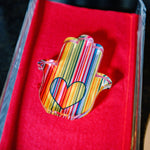 Load image into Gallery viewer, mini hamsa - rainbow drips
