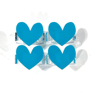 set of 4 - aqua heart napkin rings