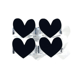 set of 4 - black heart napkin rings