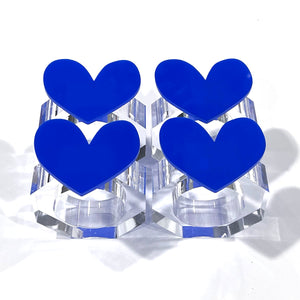 set of 4 - royal blue heart napkin rings