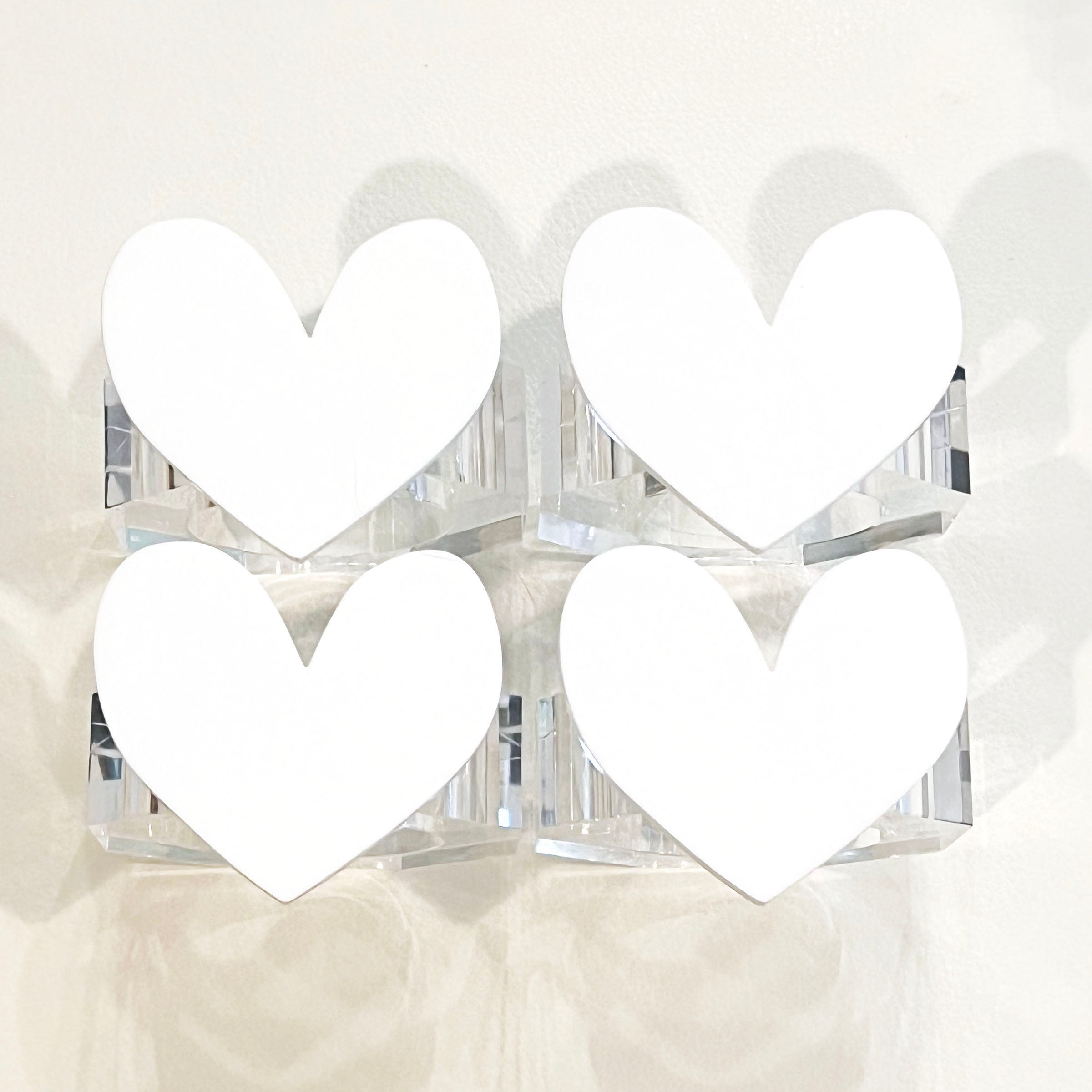 set of 4 - white heart napkin rings