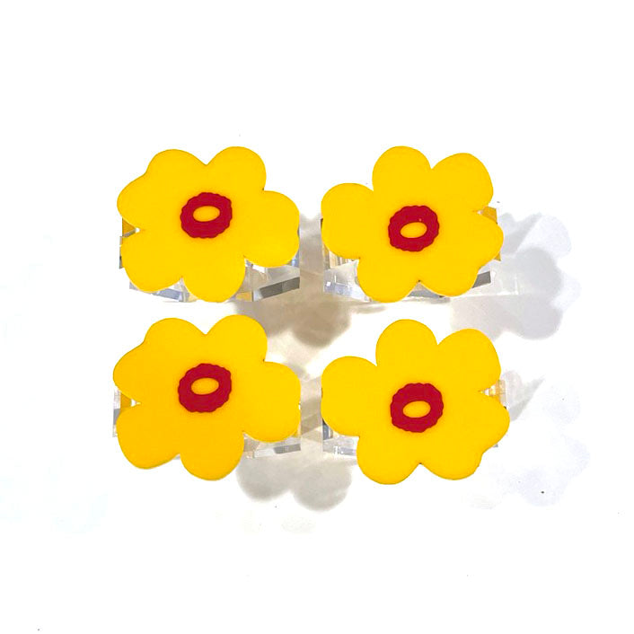 set of 4 - yellow flower napkin rings