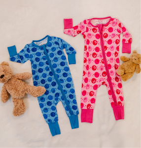 smile child blue pajamas