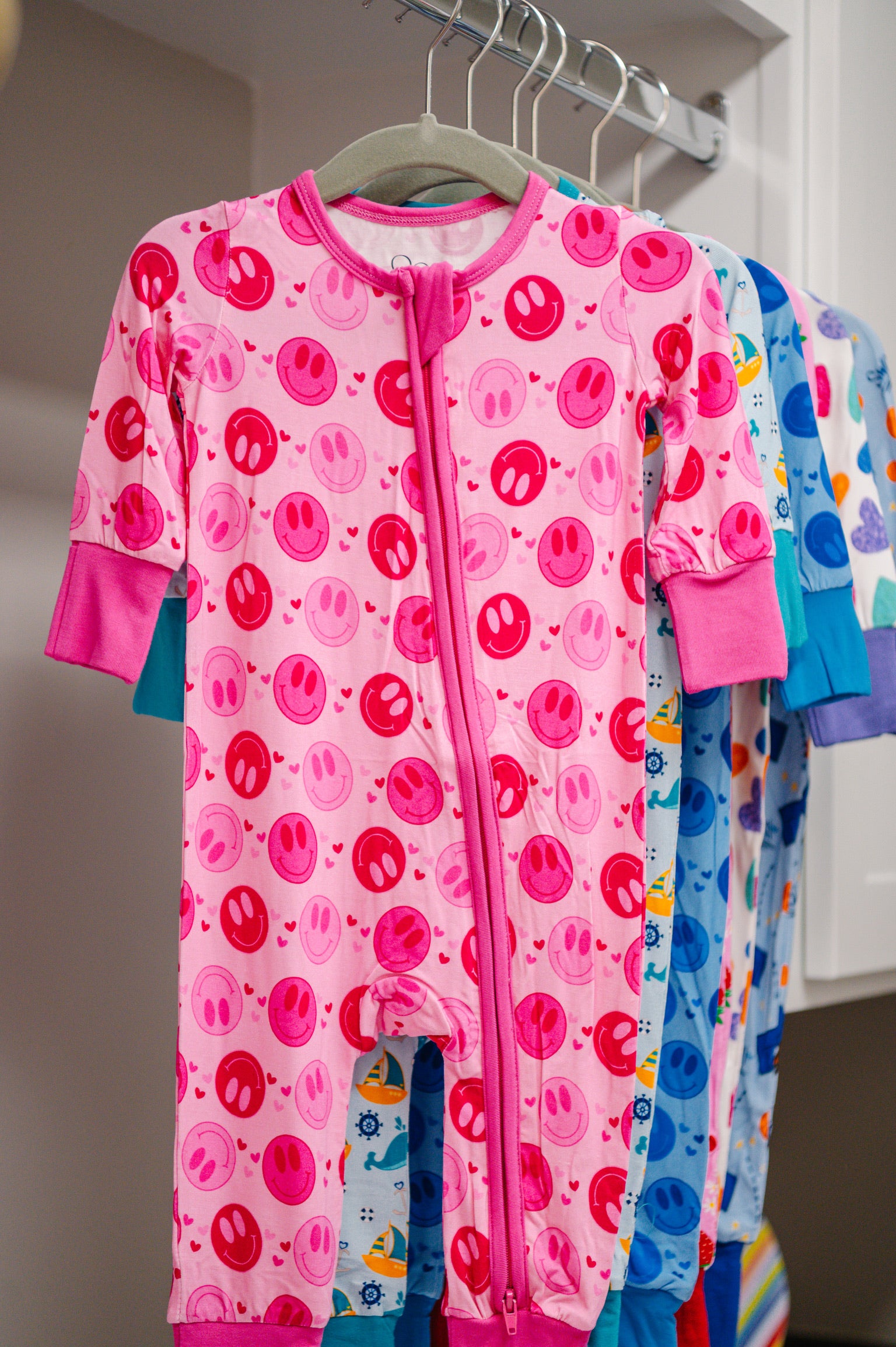 smile child pink pajamas