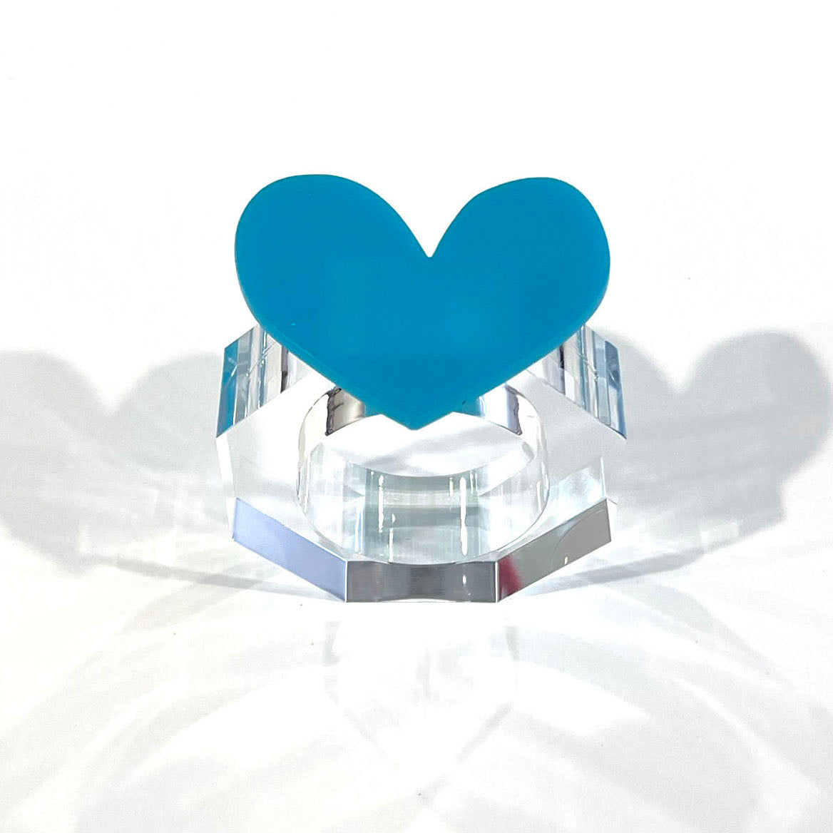 set of 4 - aqua heart napkin rings