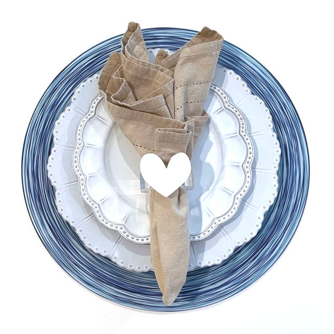 set of 4 - white heart napkin rings