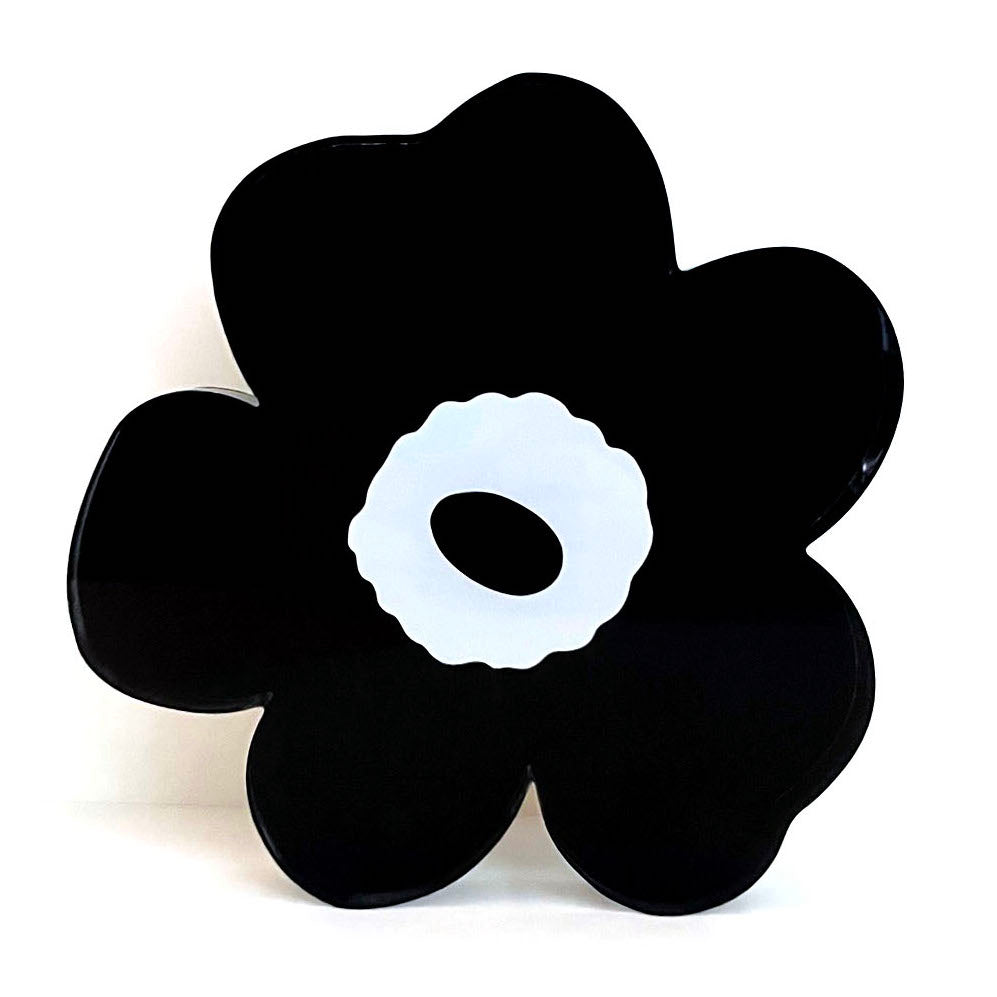 black flower acrylic block