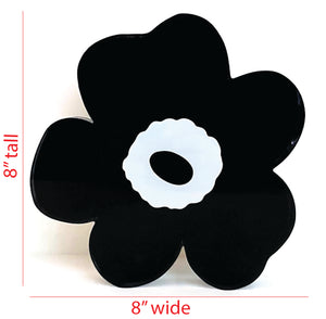 black flower acrylic block