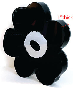 black flower acrylic block