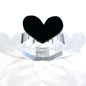 set of 4 - black heart napkin rings