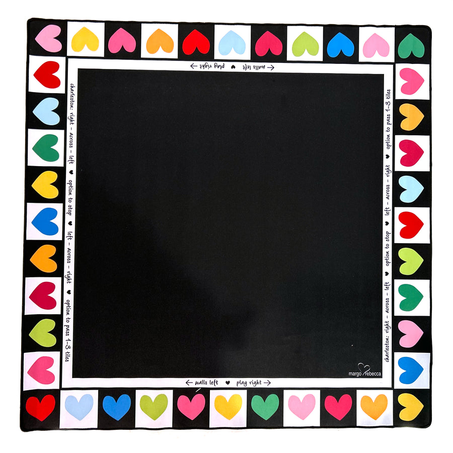 mahjong mat - black - hearts