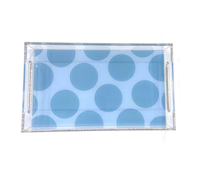 blue polka - customized name tray - 6.5" x 11"