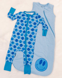 blue smiley sleep sack