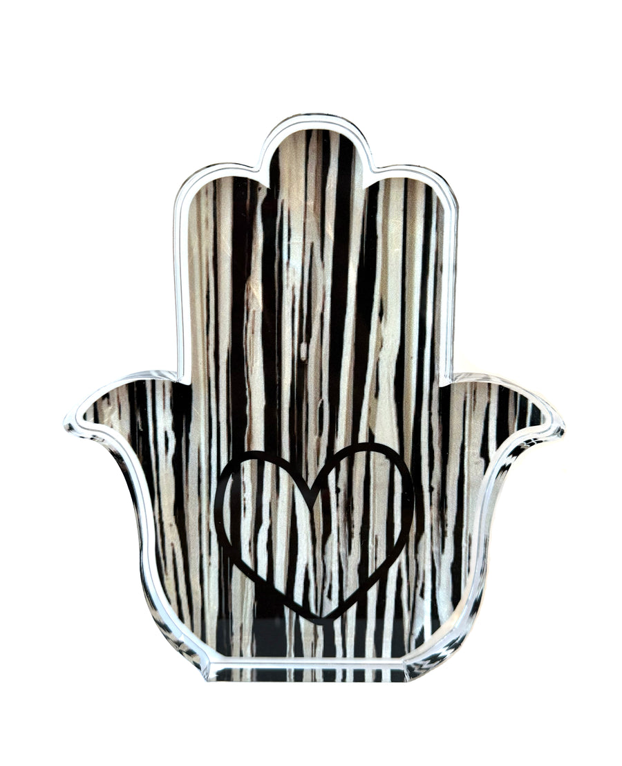 large hamsa - black & white drips