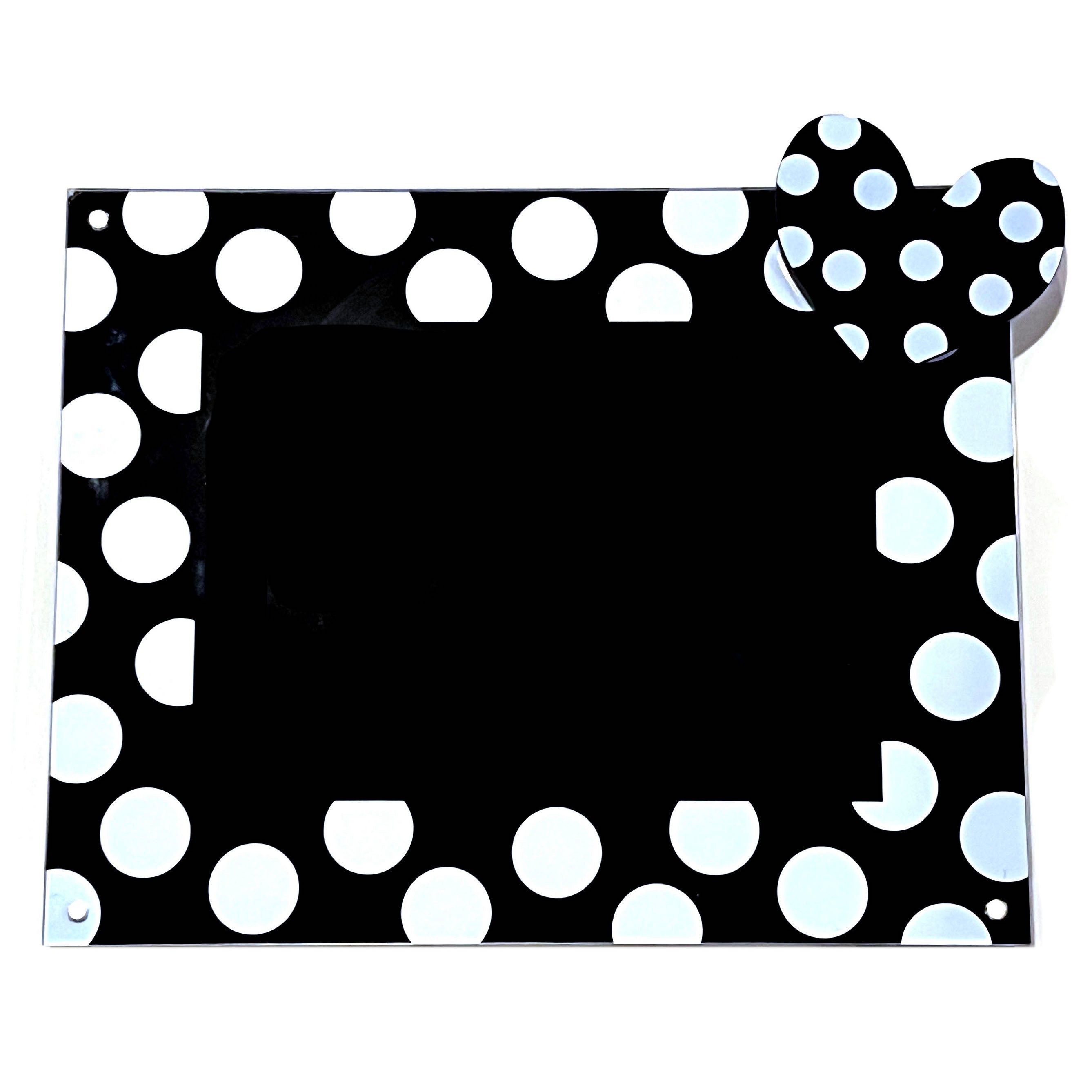 large polka dot picture frame with attachment