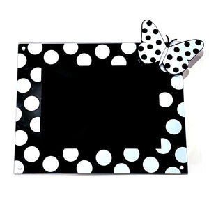 large polka dot picture frame with attachment