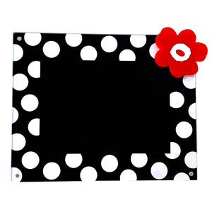 large polka dot picture frame with attachment