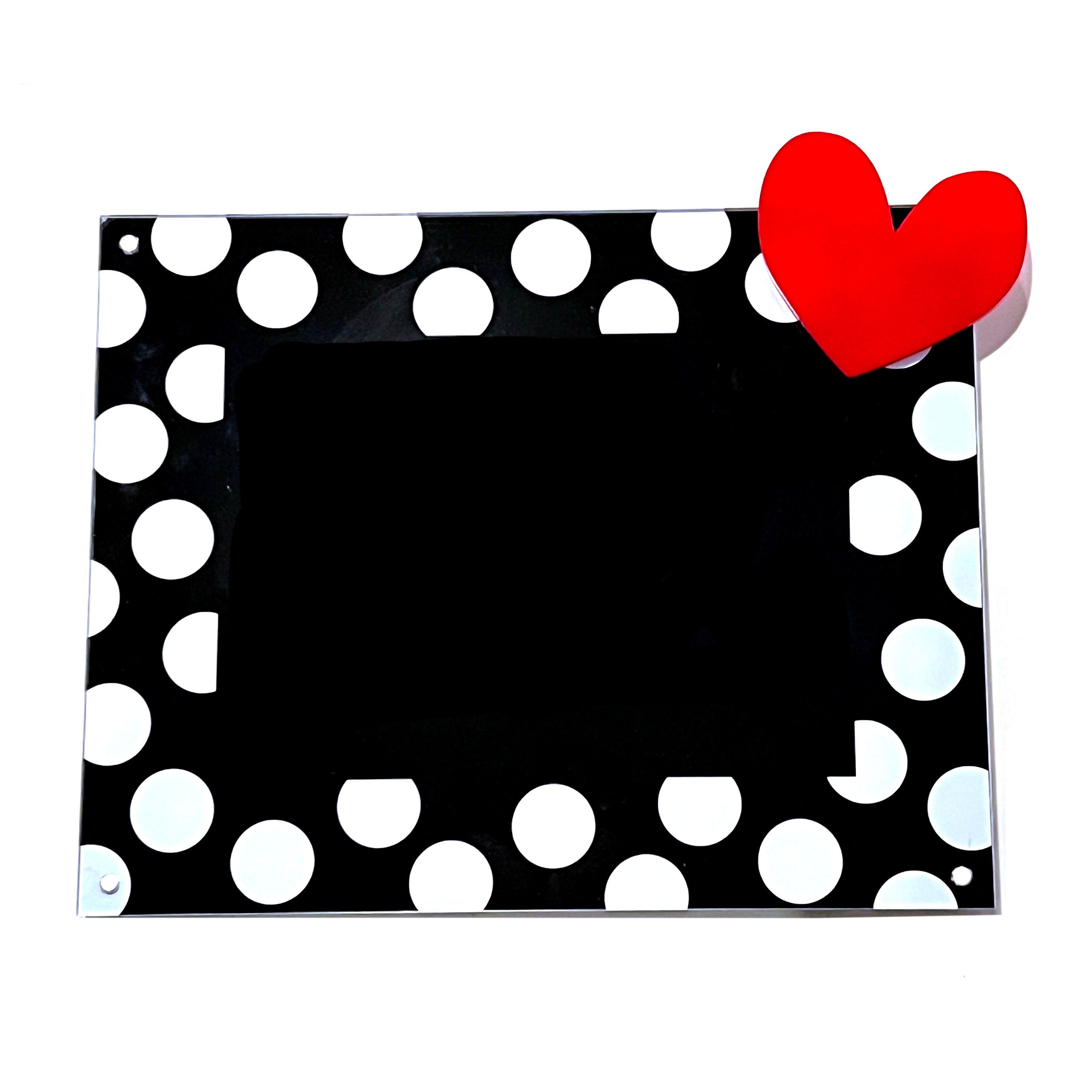 large polka dot picture frame with attachment