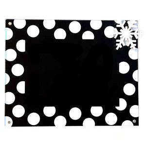 large polka dot picture frame with attachment