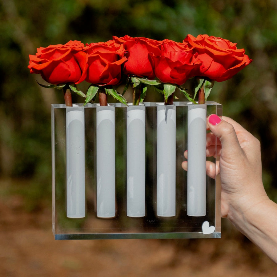 5 hole white acrylic vase