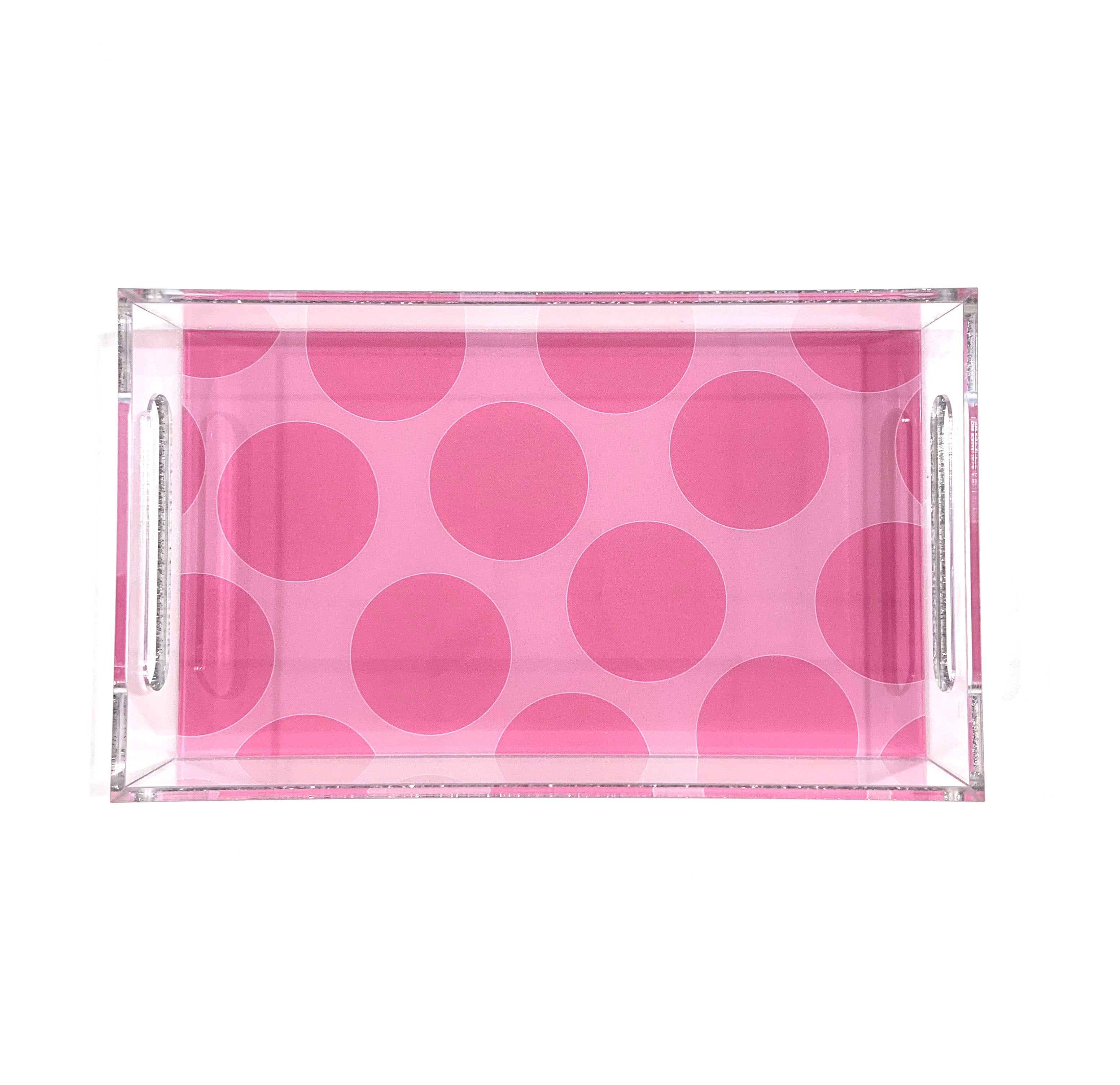 pink polka - customized name tray - 6.5" x 11"