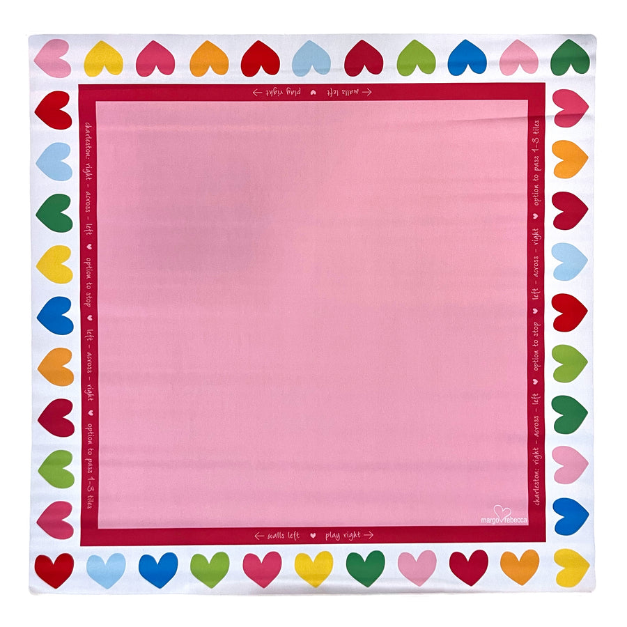 mahjong mat - light pink - hearts