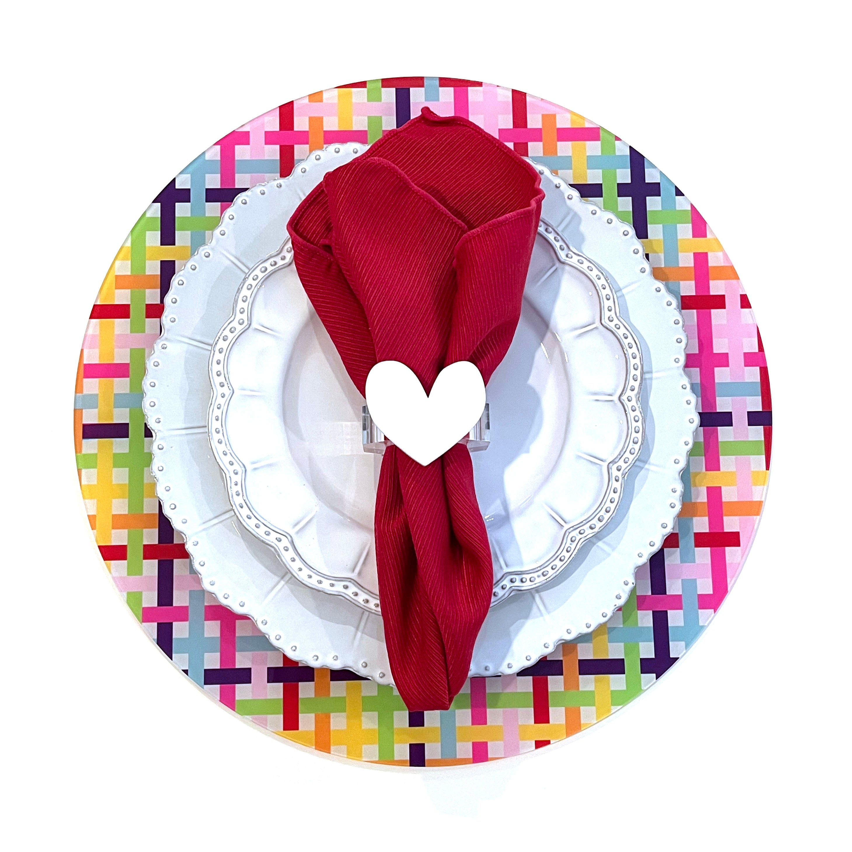 set of 4 - white heart napkin rings