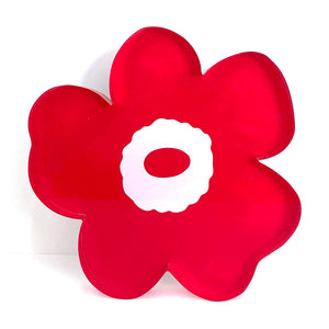 red flower acrylic block