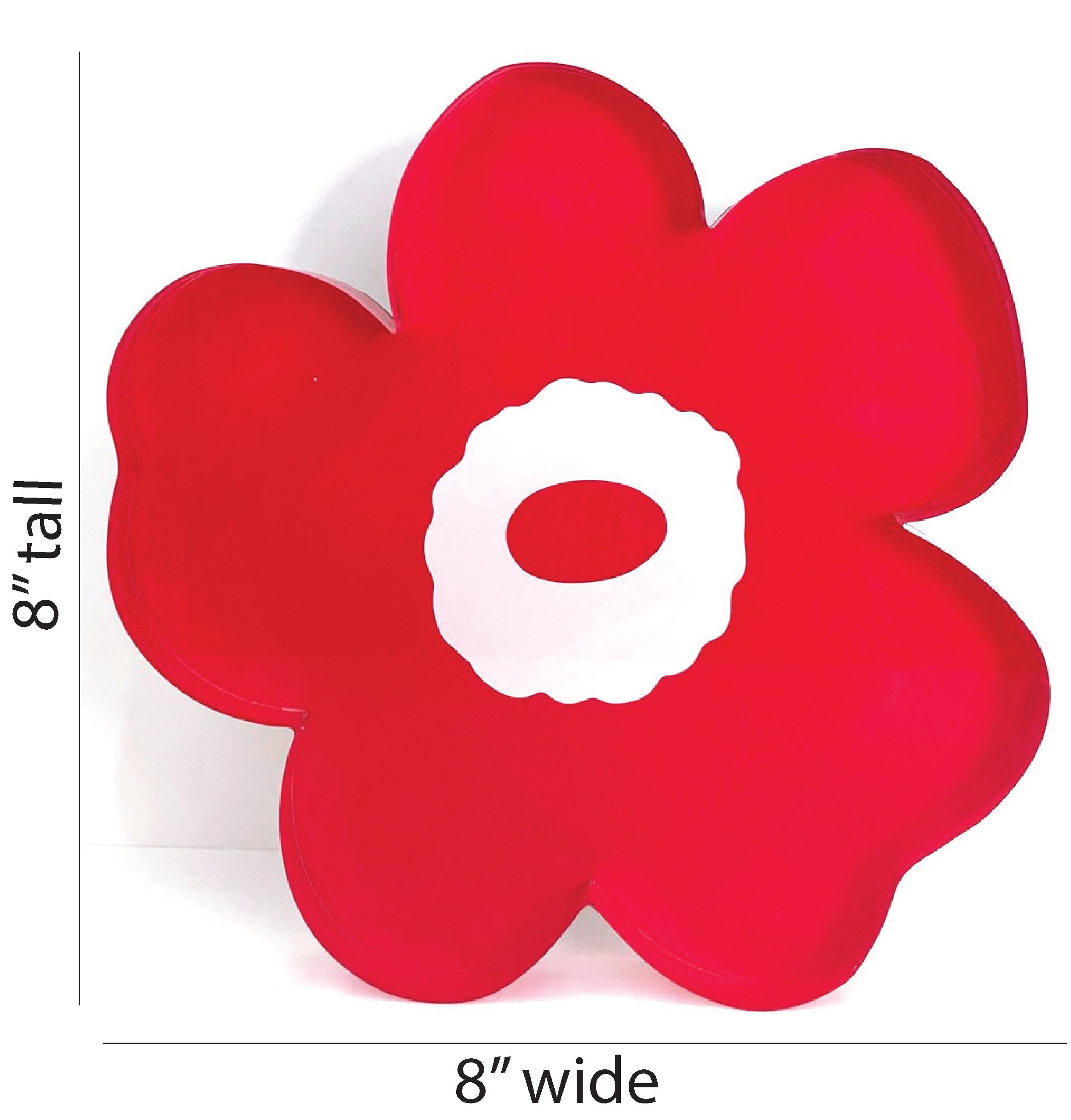 red flower acrylic block