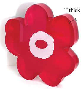 red flower acrylic block