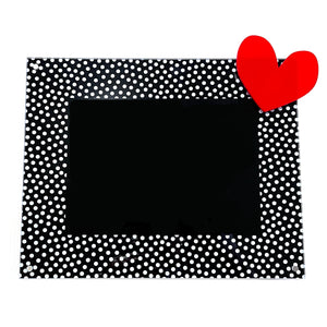 small polka dot picture frame with attachment