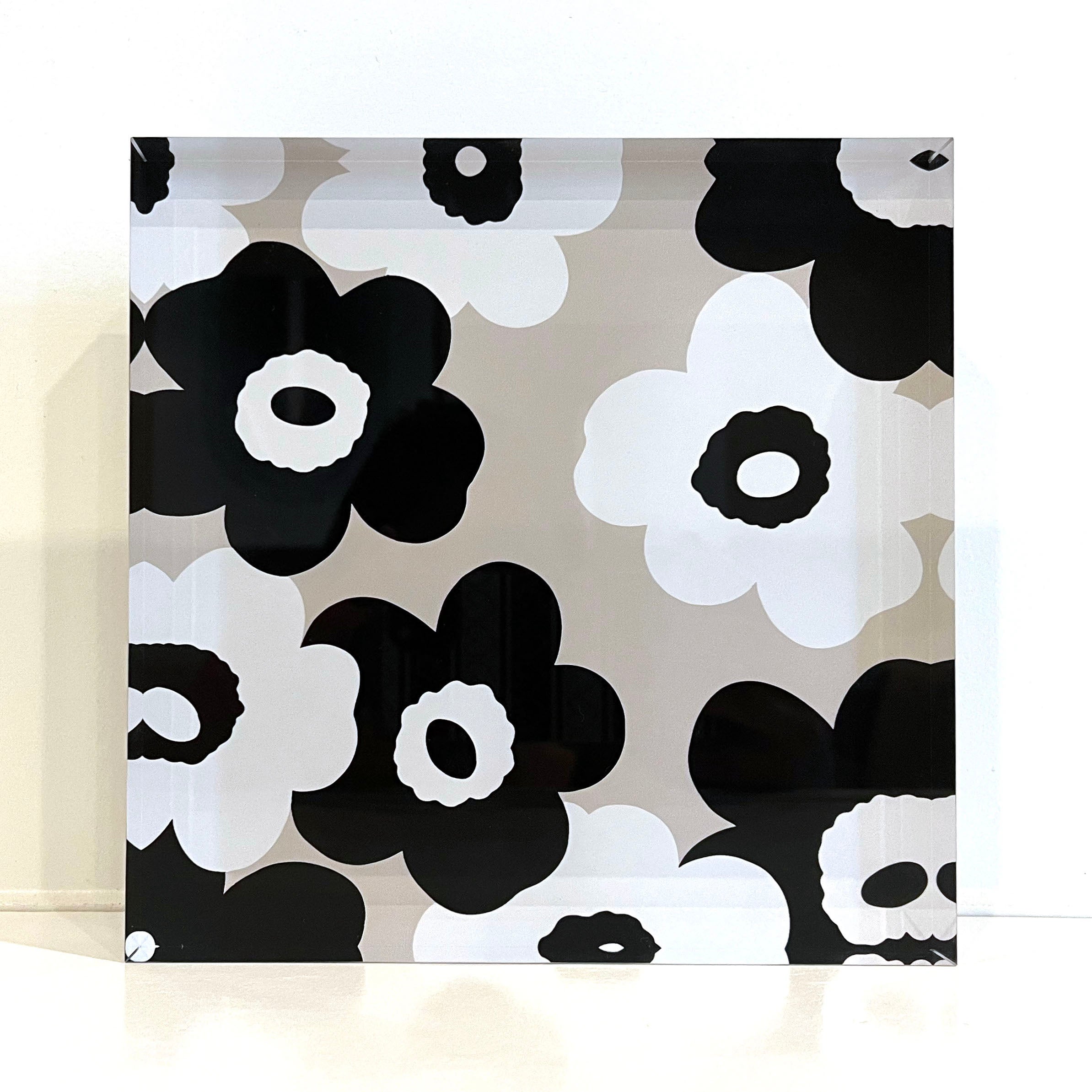 beige flowers - acrylic block